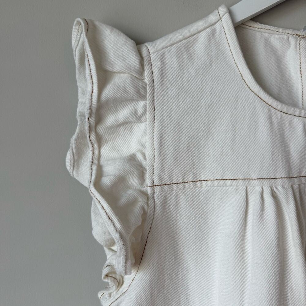 Jacquie the label | Cream Ecru Denim Tiered Western Cowgirl Dress Size Large - Picture 3 of 9